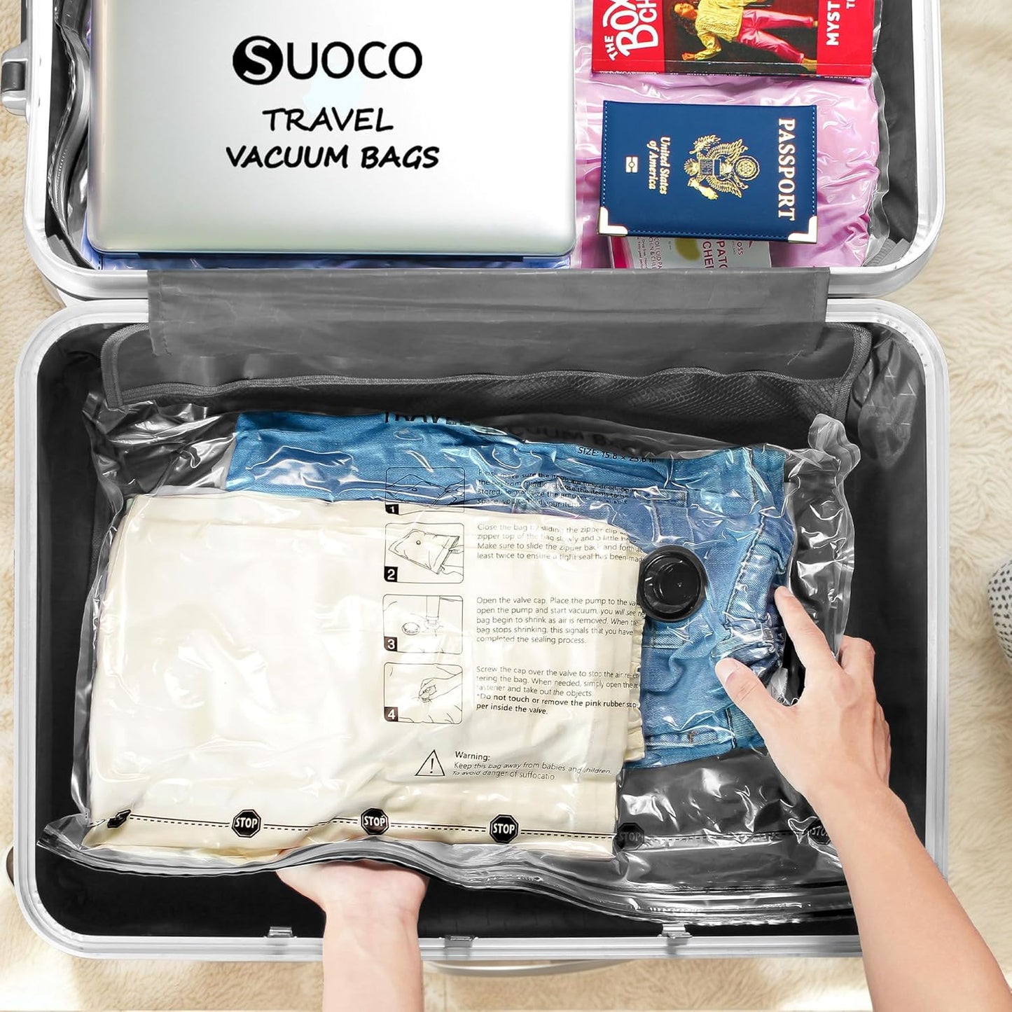12 Pack Travel Vacuum Storage Bags for Clothing with Rechargeable Electric Pump, Compression Packing Cubes Organizer for Luggage Suitcase, Space Saver Seal Bags for Vacation Cruise