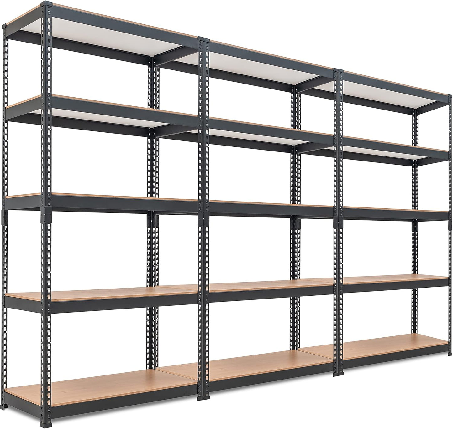 HOMEDANT 5 Tier Storage Shelves Adjustable Laminated Boltless Garage Metal Shelving Unit Heavy Duty Utility Rack Shelf Warehouse Pantry Closet Kitchen (3, (M) 35.9" W, Black)