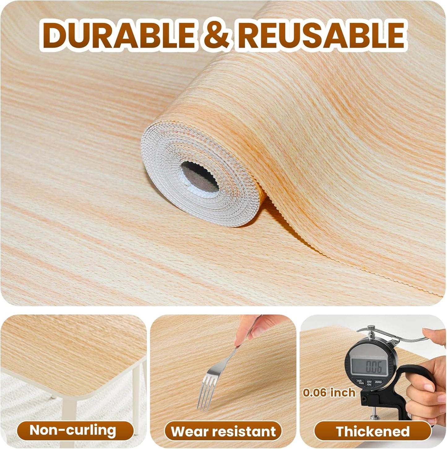 Drawer Shelf Liner for Kitchen Cabinets Non-Adhesive, Non Slip Shelf Paper Waterproof Thickened Cabinet Liners for Shelves, Strong Grip Mats for Cupboard, Dresser, Pantry, Beige, 17.5 in x 20 FT