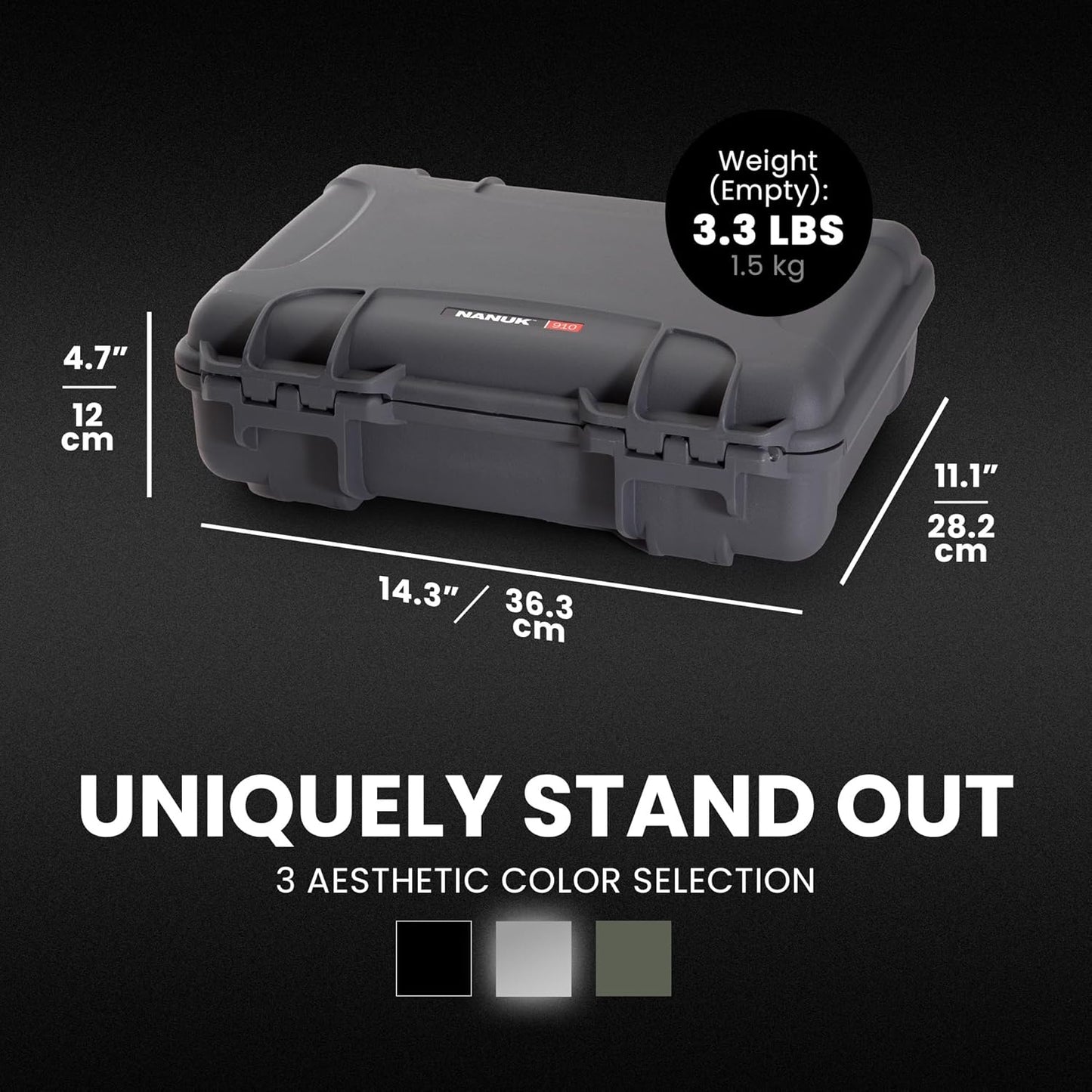 NANUK 910 Waterproof Watch Case with Foam Insert, Graphite