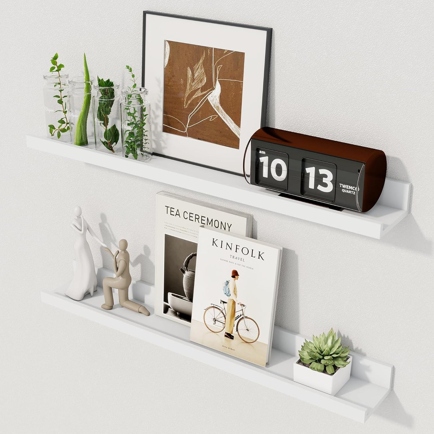 Axeman Floating Shelves for Wall - 24 Inch Picture Ledge Shelf Set of 2 - White Floating Shelves with Lip - Picture Shelf for Wall with Ledge - Photo Ledge Shelves for Pictures Nursery Books
