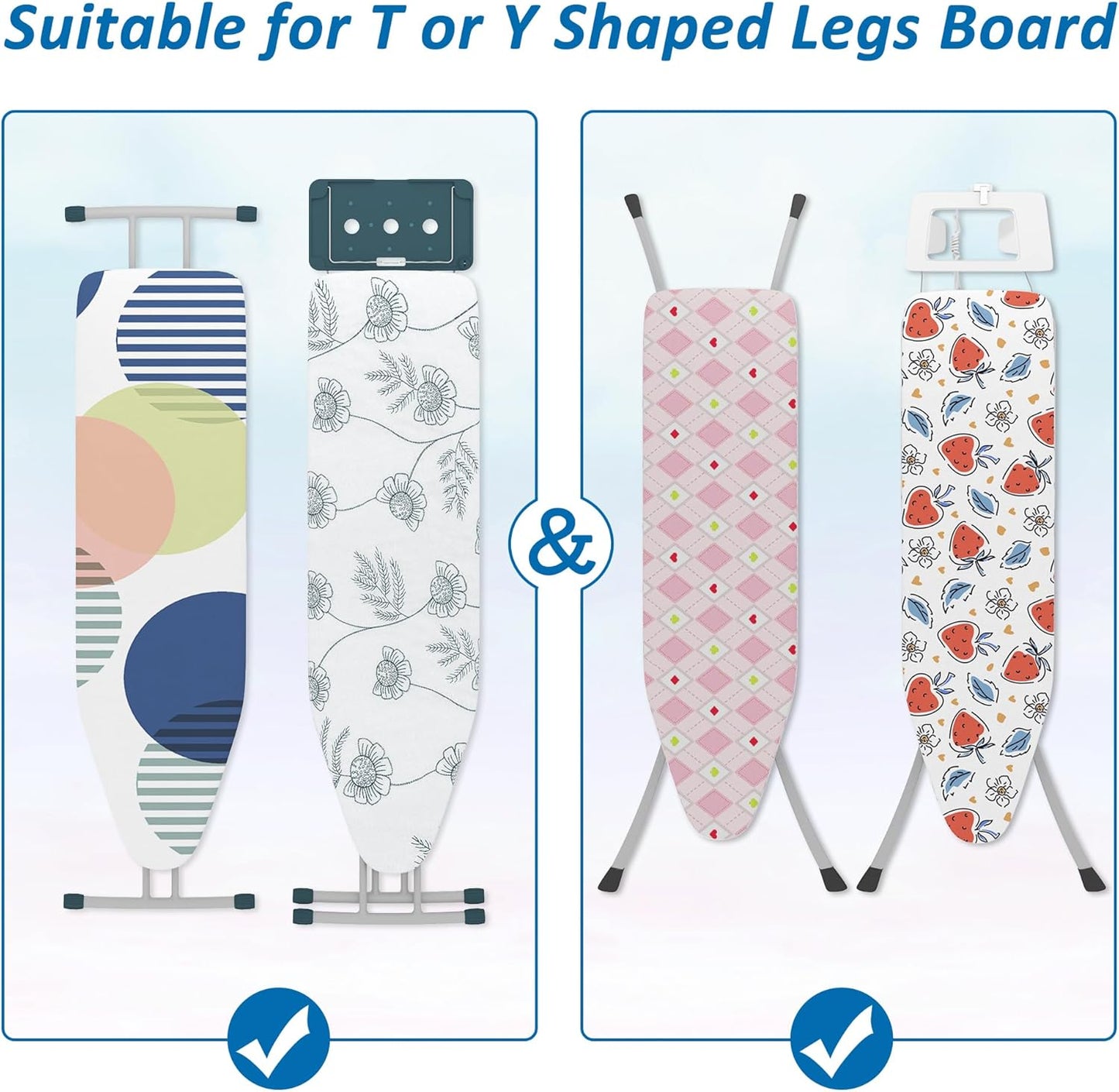 efluky Ironing Board Hanger with Removable Hooks, Ironing Board Holder Wall Mount for T/Y Legs, 12.59" L x 5.9" W x 2.36" H, White
