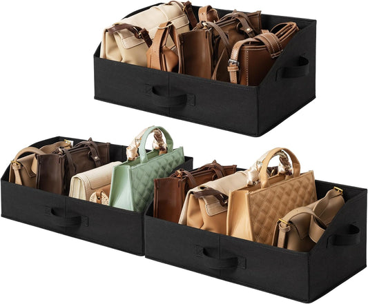 GRANNY SAYS Closet Organizer Bins, Trapezoid Storage Bin, Storage Baskets for Shelves, Collapsible Clothes Organizers and Storage, Fabric Bins for Organization, Black, 3-Pack