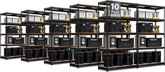 HOMEDANT 5-Tier Laminated Boltless Heavy Duty Metal Shelving Unit Adjustable Garage Storage Utility Rack Shelves Organization Multipurpose Shelf Warehouse Industrial (10, (L) 39.8" W, Black)