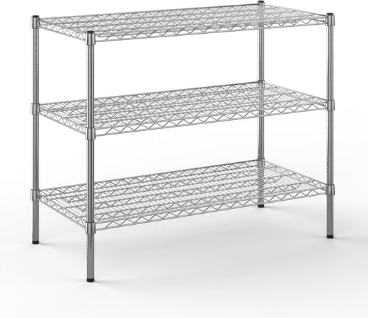 24" Deep x 42" Wide x 34" Height Wire Shelving Kit | 3-Tier | NSF Commercial Storage Rack Unit