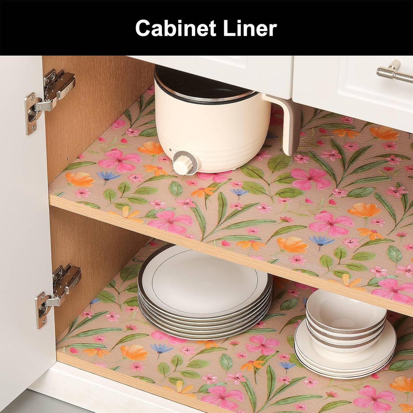 Cooyes Shelf Liner – Premium Non-Adhesive Cabinet & Drawer Liner for Kitchen – Waterproof Shelf Paper with Modern Pattern – Durable EVA Cabinet Mat – Easy to Cut （17.5" W x 78.7" L）