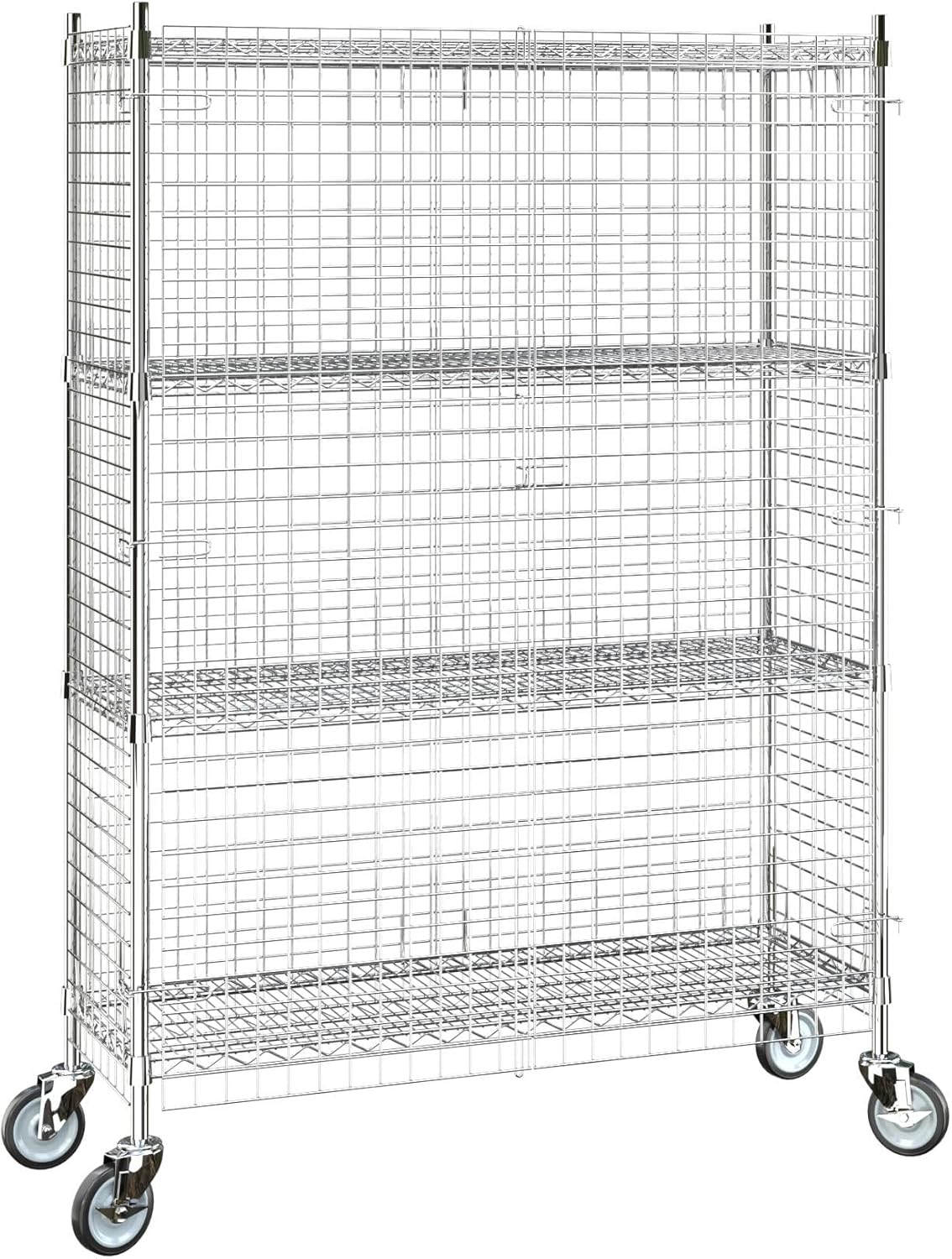 18"x48"x70" Metal Wire Chrome Security Heavy Duty Commercial NSF Certified Storage Unit | Mobile Wire Security Cage Kit