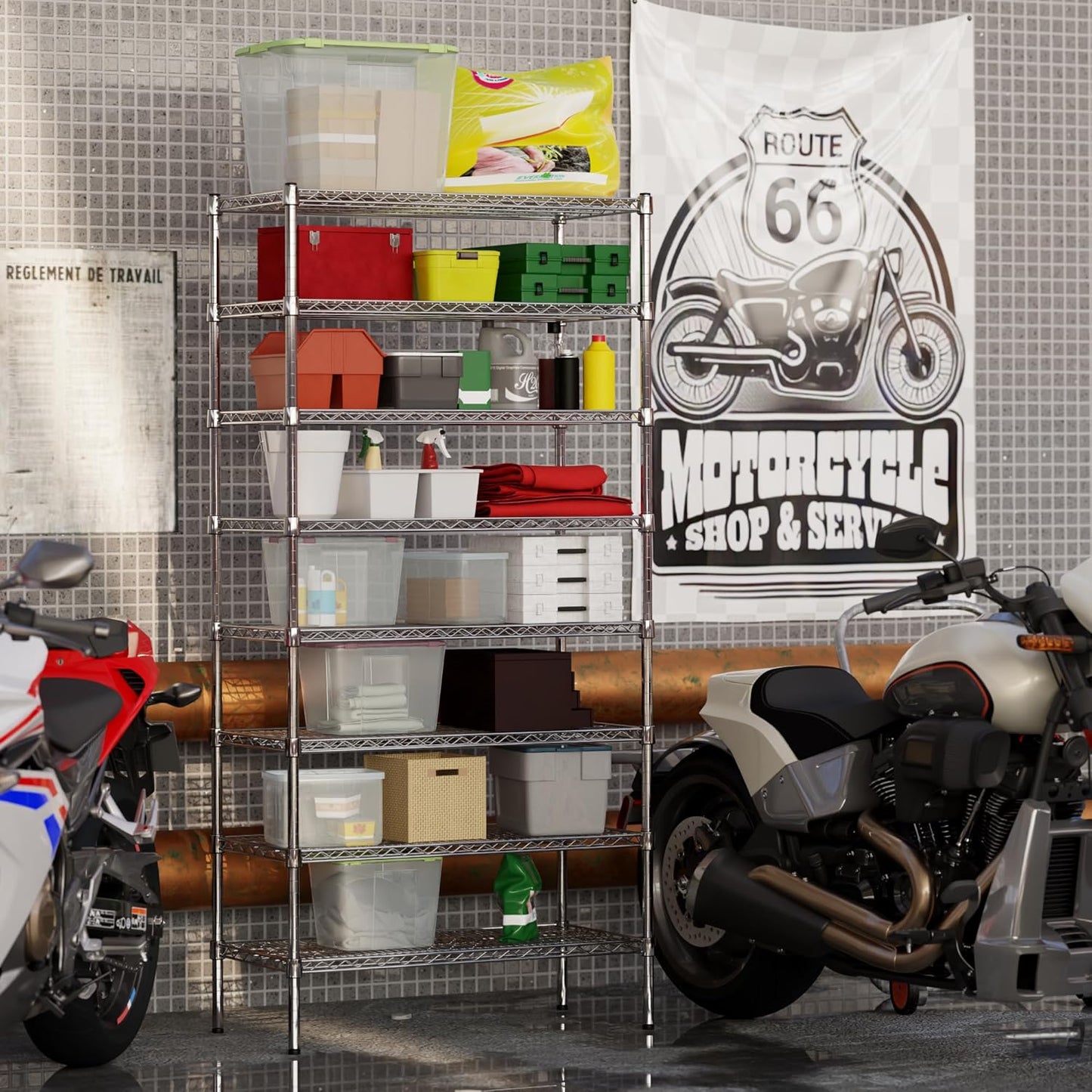 18" Deep x 36" Wide x 74" Height Wire Shelving Kit | 8-Tier | NSF Commercial Storage Rack Unit
