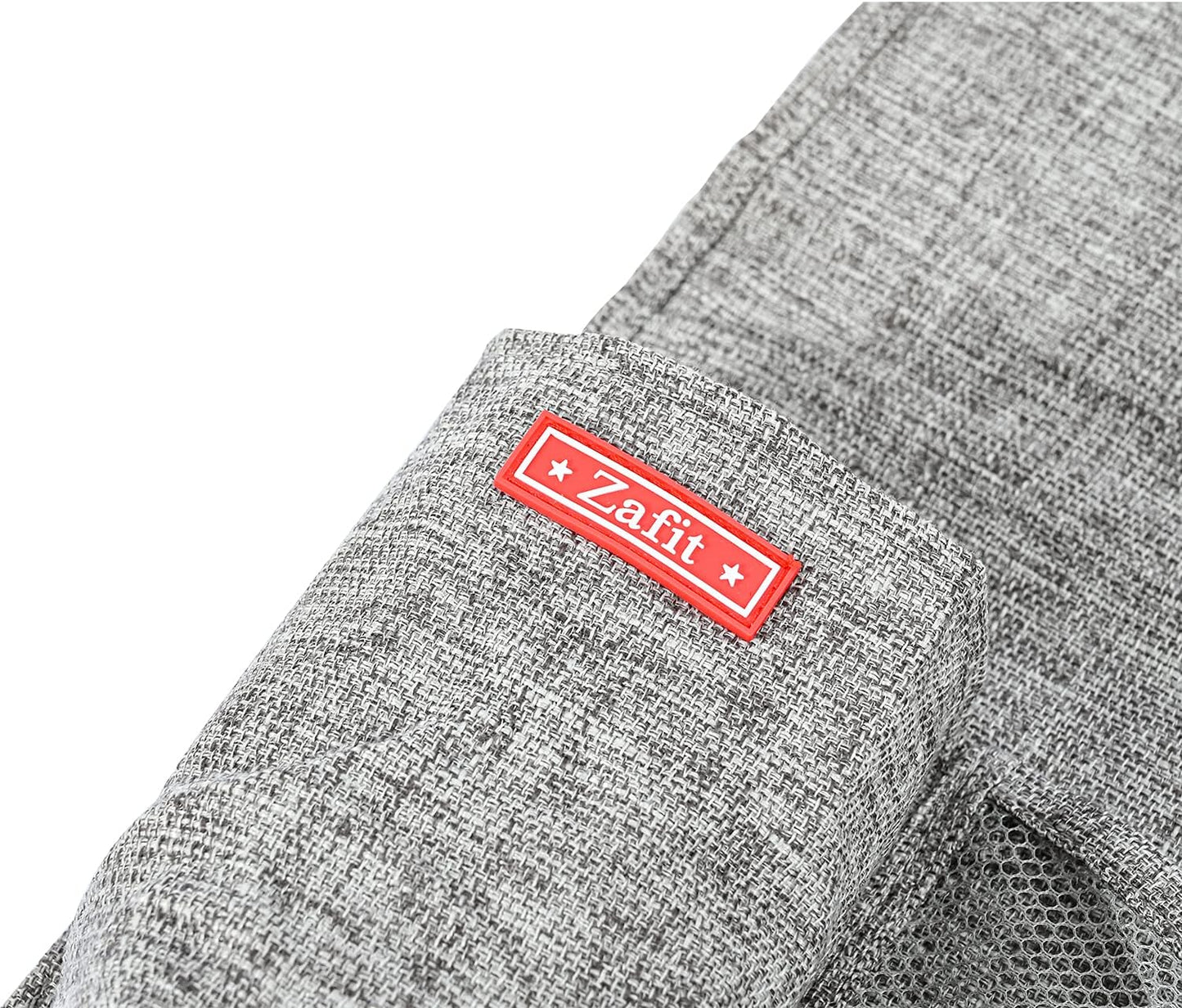 Linen 5 Pockets Bedside Caddy, Bedside Storage Organizer with Water Bottle Holder for Magazine, Remotes, Phone (Grey)