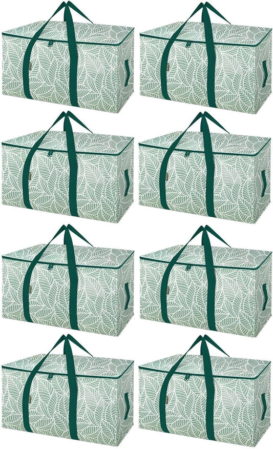 BALEINE 8-Pack Oversized Moving Bags with Reinforced Handles, Heavy-Duty Storage Tote for Clothes, Moving Supplies (Antique Folidage, 8-Pack)