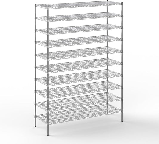 21" Deep x 60" Wide x 86" Height Wire Shelving Kit | 10-Tier | NSF Commercial Storage Rack Unit