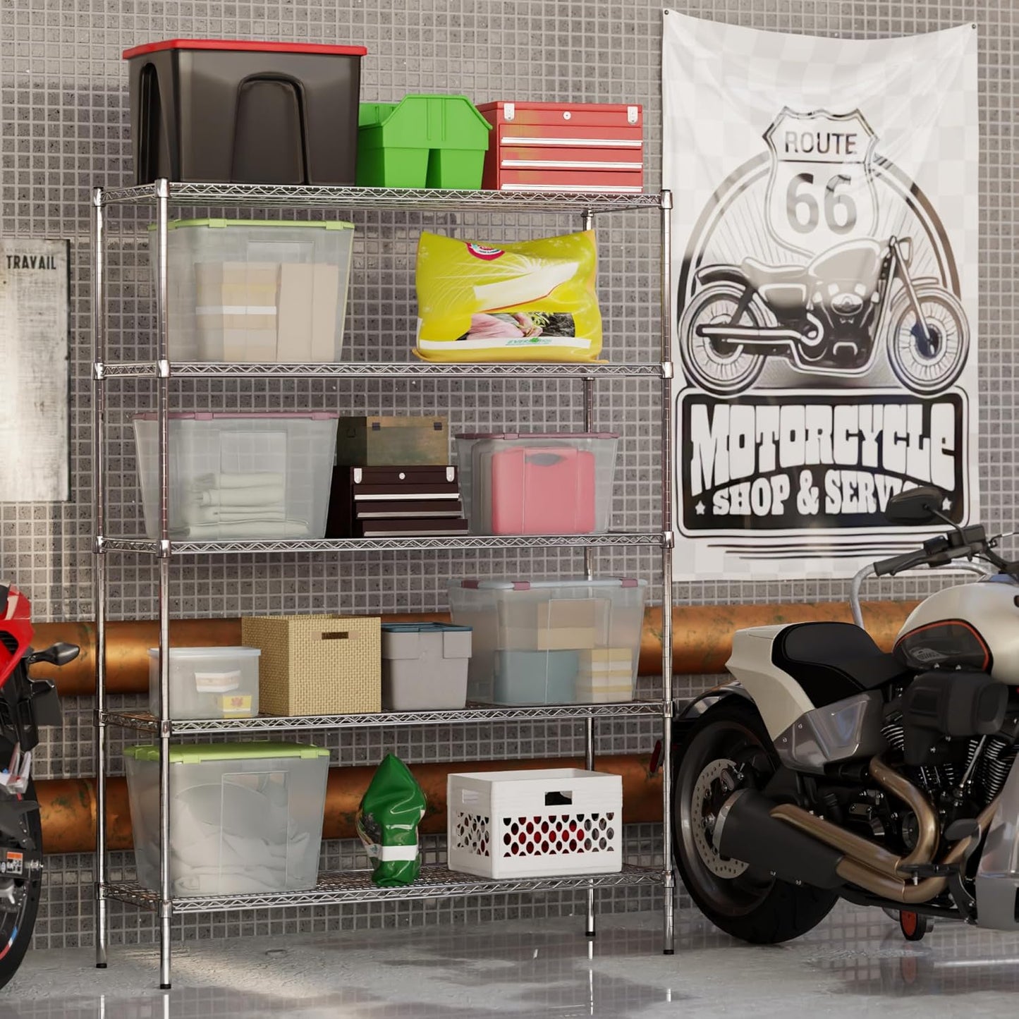 18" Deep x 54" Wide x 74" Height Wire Shelving Kit | 5-Tier | NSF Commercial Storage Rack Unit