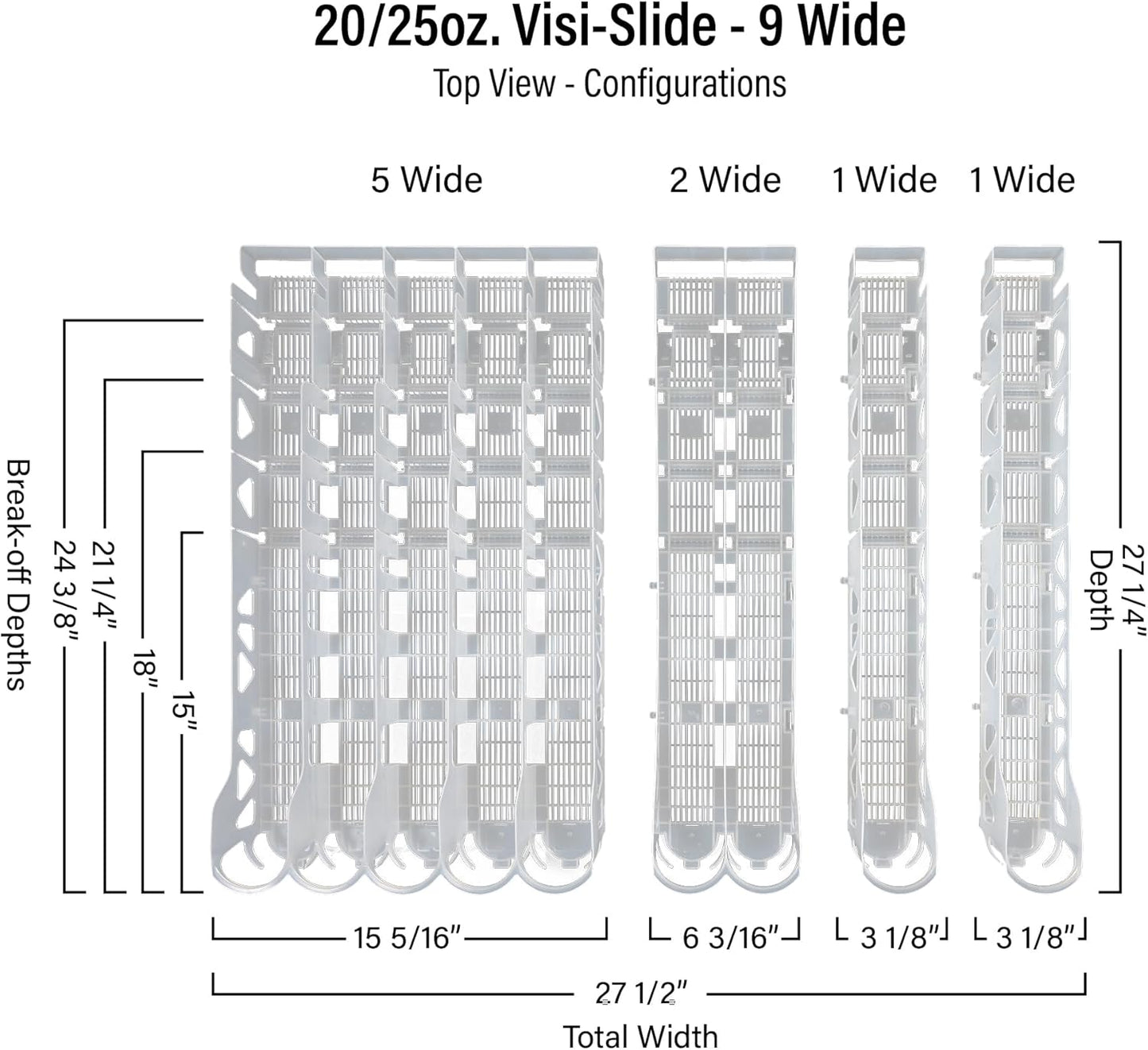 Visi-Slide 20oz Soda Beverage Dispenser - Gravity Fed Glide for Angled Shelves for Coolers, Commercial Refrigerators, Cold Vaults (Pack of 2) Drink Dispenser and Organizer for Cans, Bottles and More