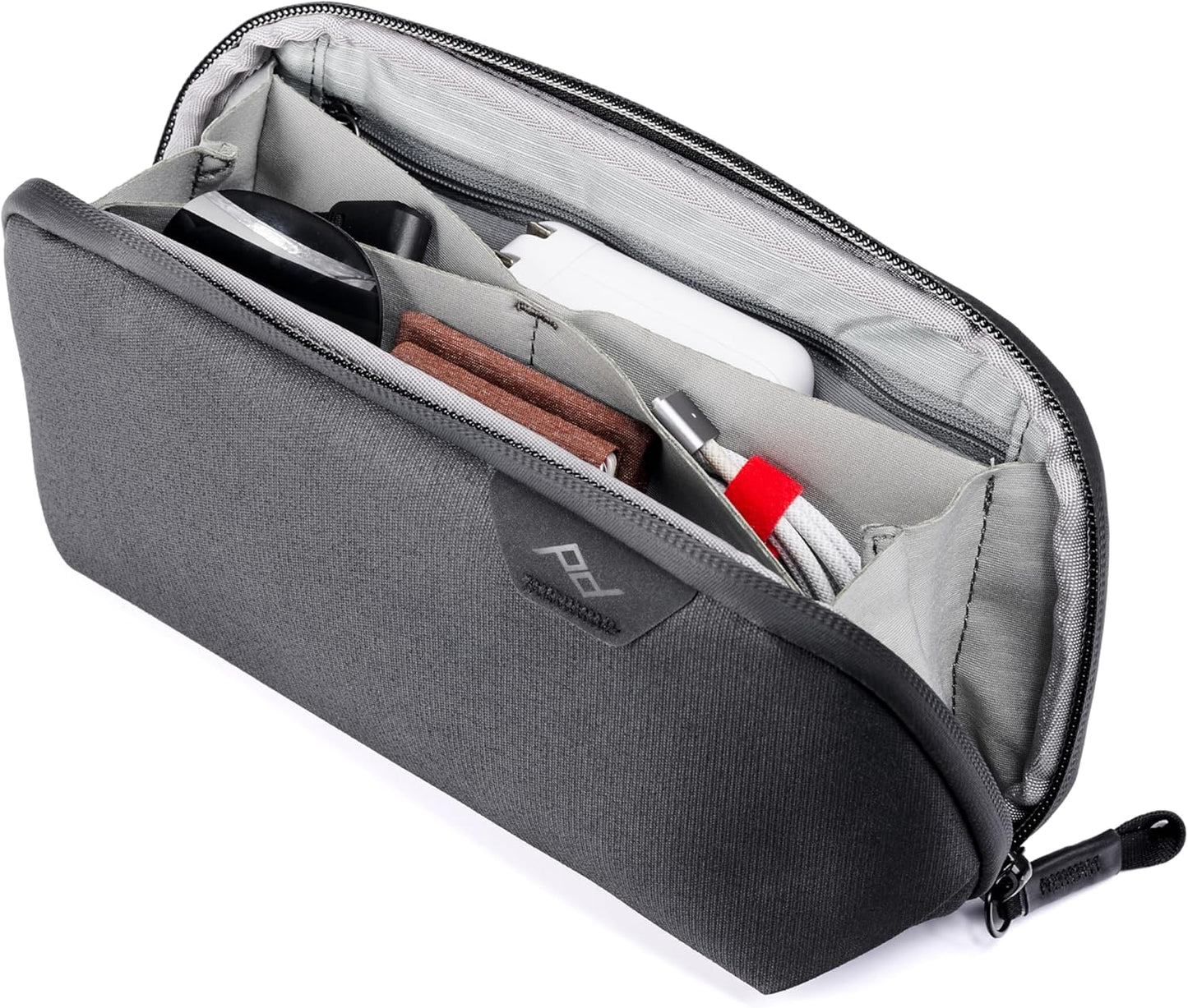 Peak Design Small Tech Pouch, Black, Electronics Organizer for Travel or Everyday Carry, Origami-Style Storage, Cable Pass-Through, Weatherproof Recycled Nylon, Gear Carry Bag for Men and Women