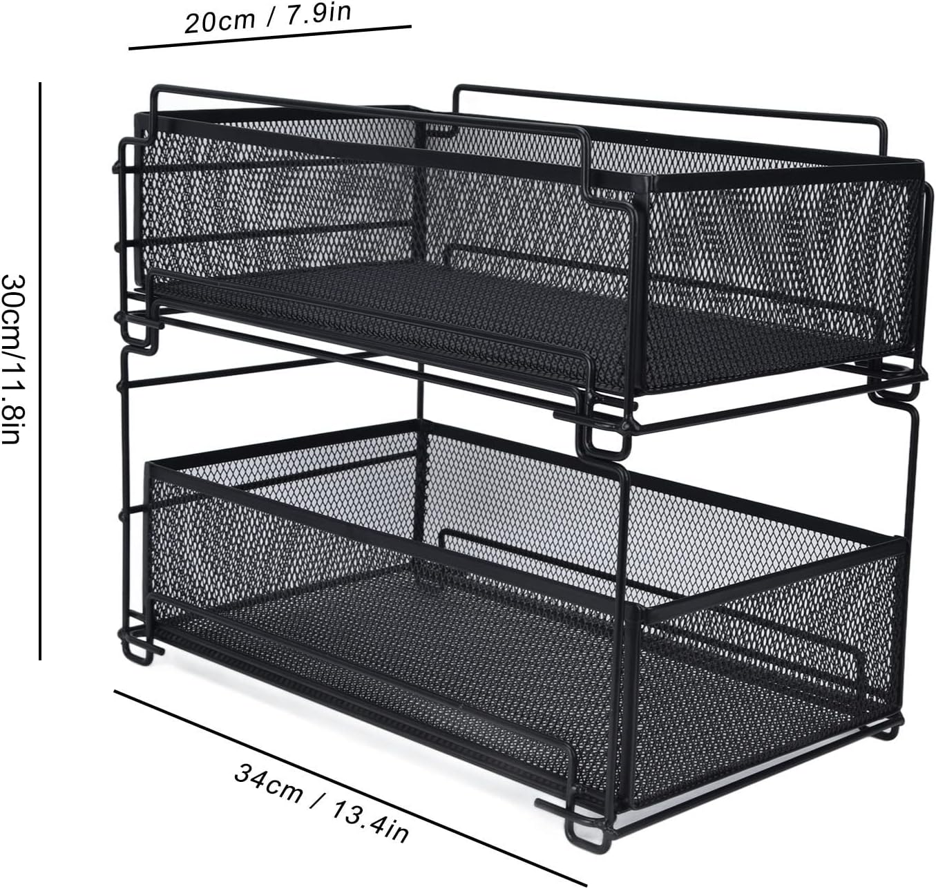 Cupboard Organiser, 2 Tier Under Sink Storage Organiser, Kitchen Storage Drawer Basket Rack Multilayer Kitchen Shelf Sliding Under Sink Drawer
