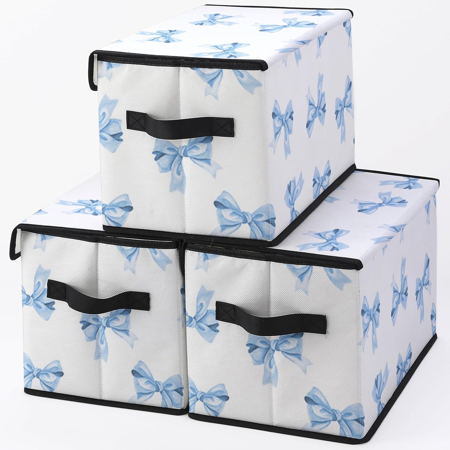 Stackable Clothes Storage Bins with Lids,Closet Organizers Fabric Box for Home and Office,Blanket Clothes Organizers,Under Bed Storage Containers 3 Pack.