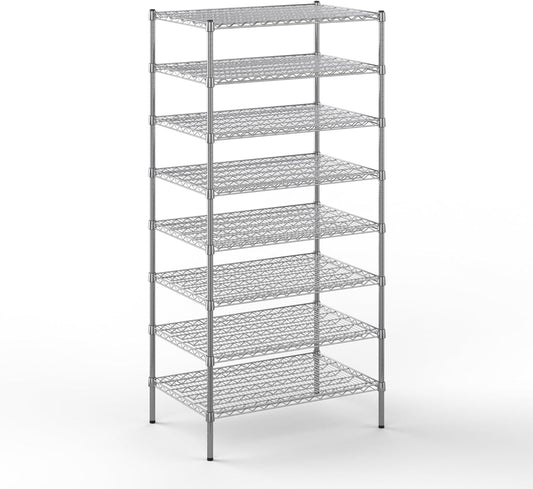 24" Deep x 36" Wide x 74" Height Wire Shelving Kit | 8-Tier | NSF Commercial Storage Rack Unit