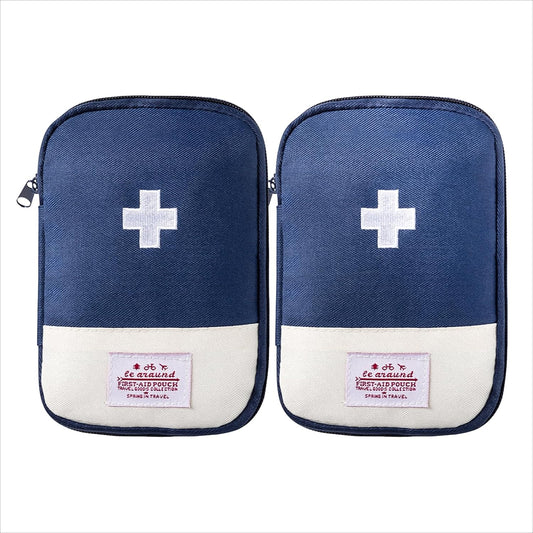 2 Packs Travel First Aid Bag,Empty Mini First Aid Pouch,Emergency Medicine Storage Organizer Bag Health and Household Supplies