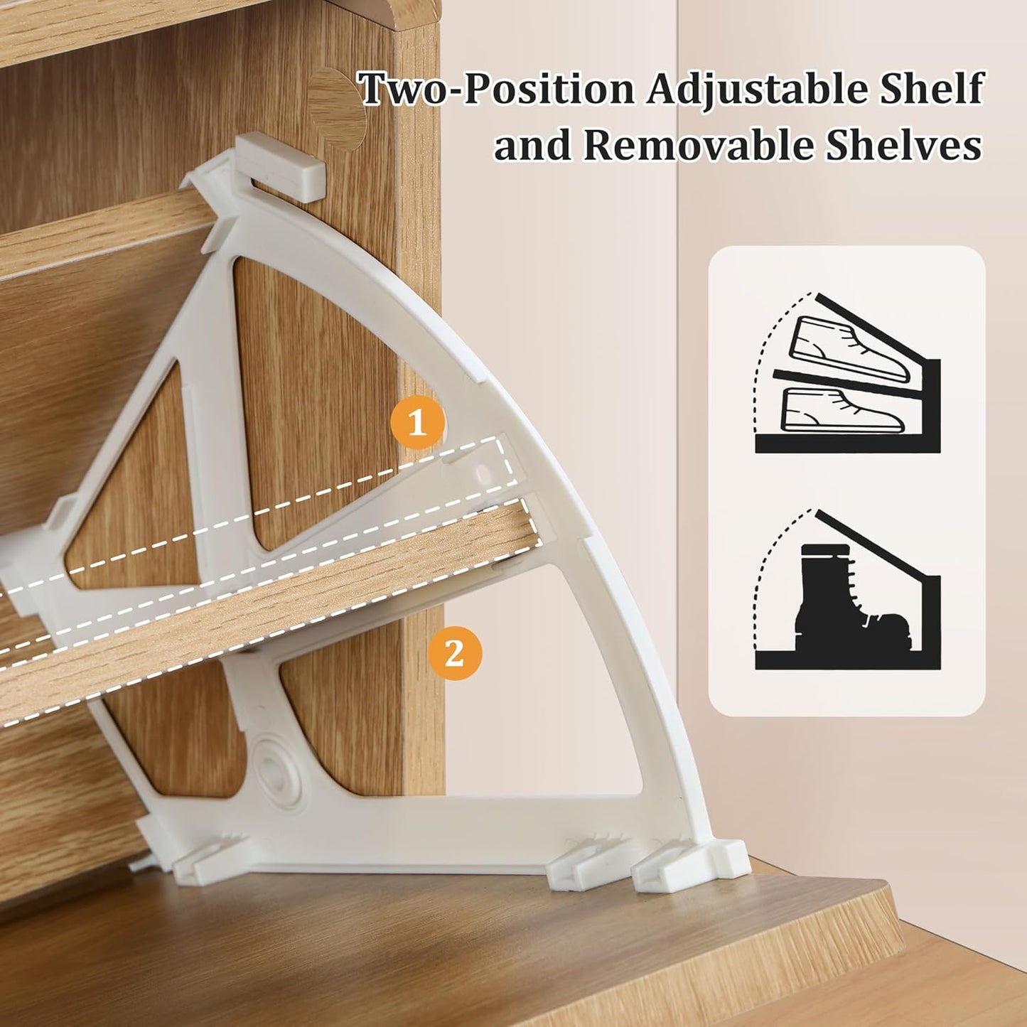 Shoe Storage Cabinet for Entryway with 2 Flip Drawers, Freestanding Narrow Wood Shoe Cabinet with Wave Panel, Hidden Shoe Organizer for Foyer, Hallway (Natural)