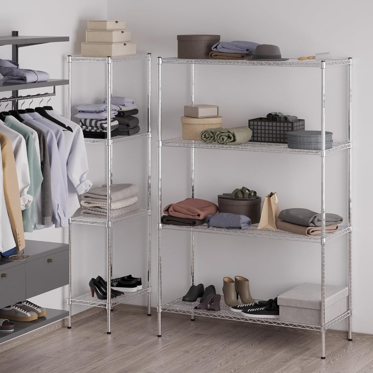 21" Deep x 48" Wide x 74" Height Wire Shelving Kit | 4-Tier | NSF Commercial Storage Rack Unit