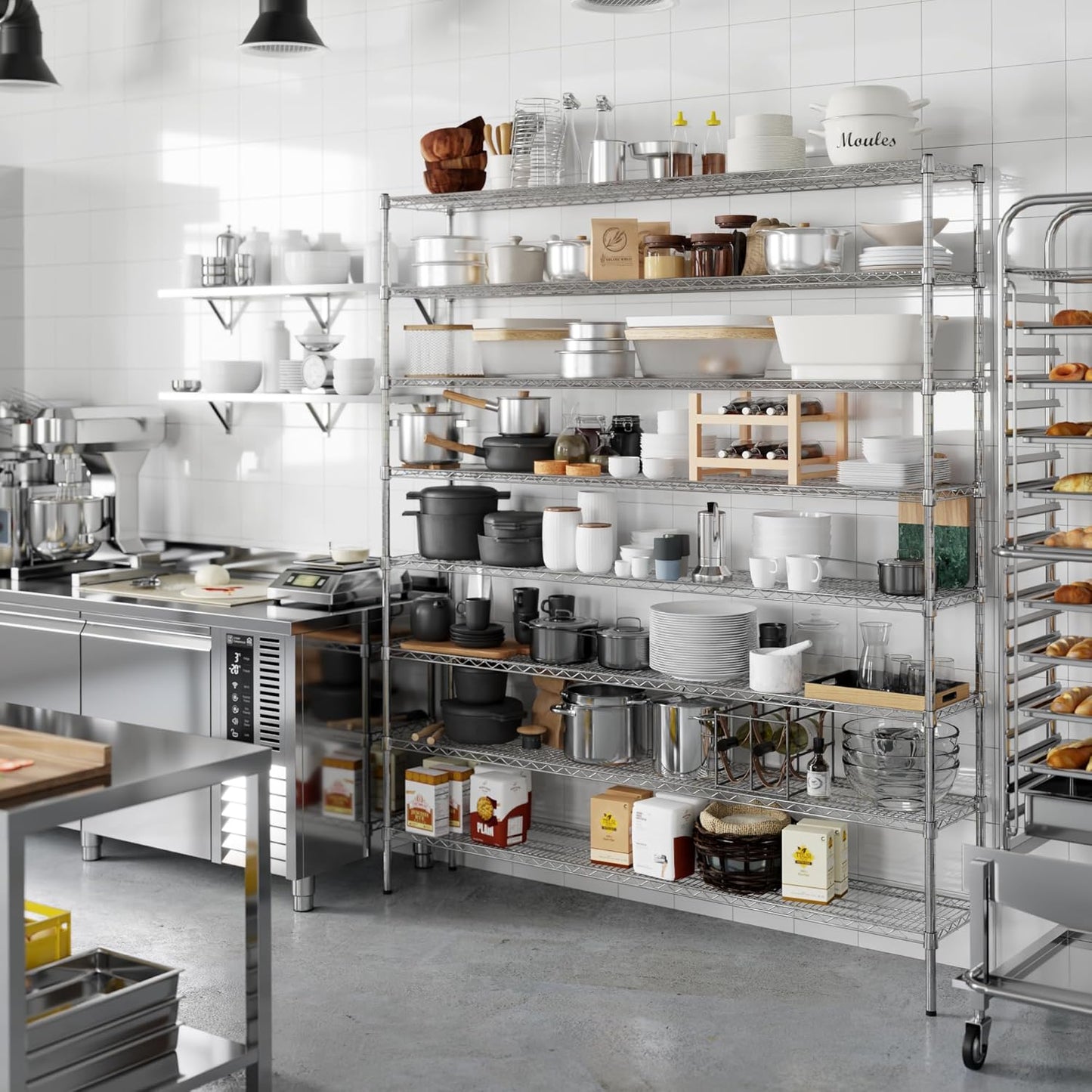 14" Deep x 72" Wide x 86" Height Wire Shelving Kit | 8-Tier | NSF Commercial Storage Rack Unit