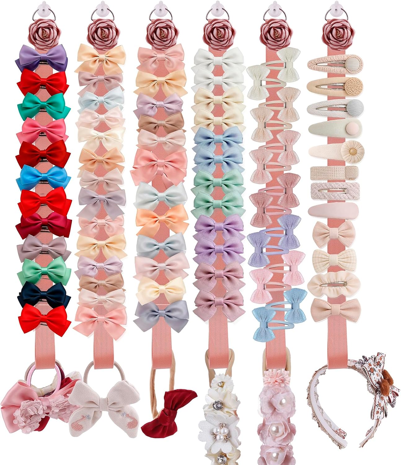 6PCS Bow Holder Hair Bow Organizer,Baby Decorative Hair Accessories Organizer,Flower Hair Clips Storage Bow Holder for Girls Hair Bows,Room Nursery Wall Hanging Decors (hua-6-B) (hua-6-B) (hua-6-F)