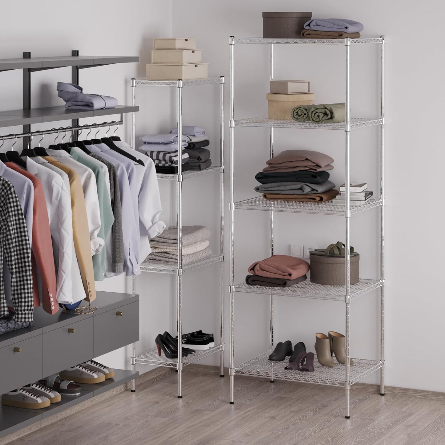 24" Deep x 30" Wide x 86" Height Wire Shelving Kit | 5-Tier | NSF Commercial Storage Rack Unit
