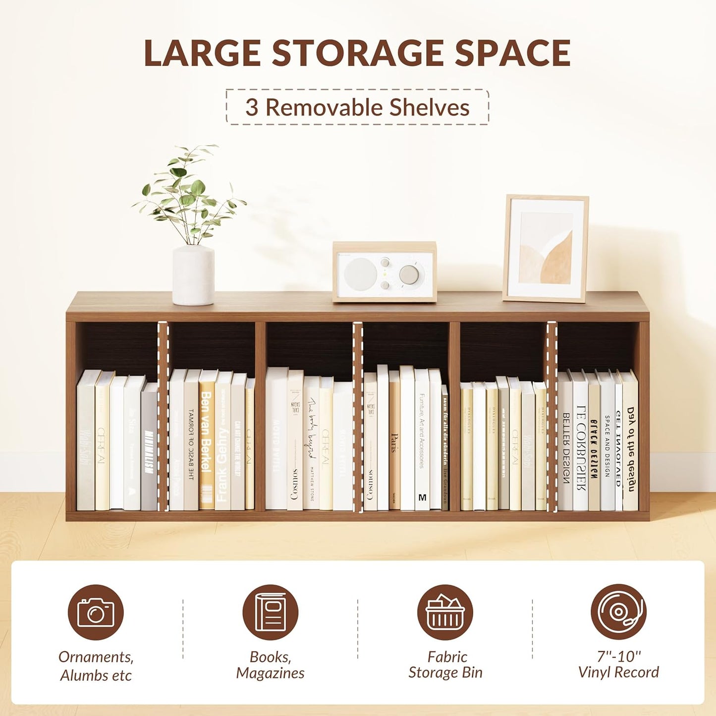 IOTXY DIY Modular Cube Bookcase - CubeXY Customizable Stackable Expandable Basic Shelving Units, 6-Cube Wooden Open Bookshelf with Removable Shelves for Books Organizer, Walnut