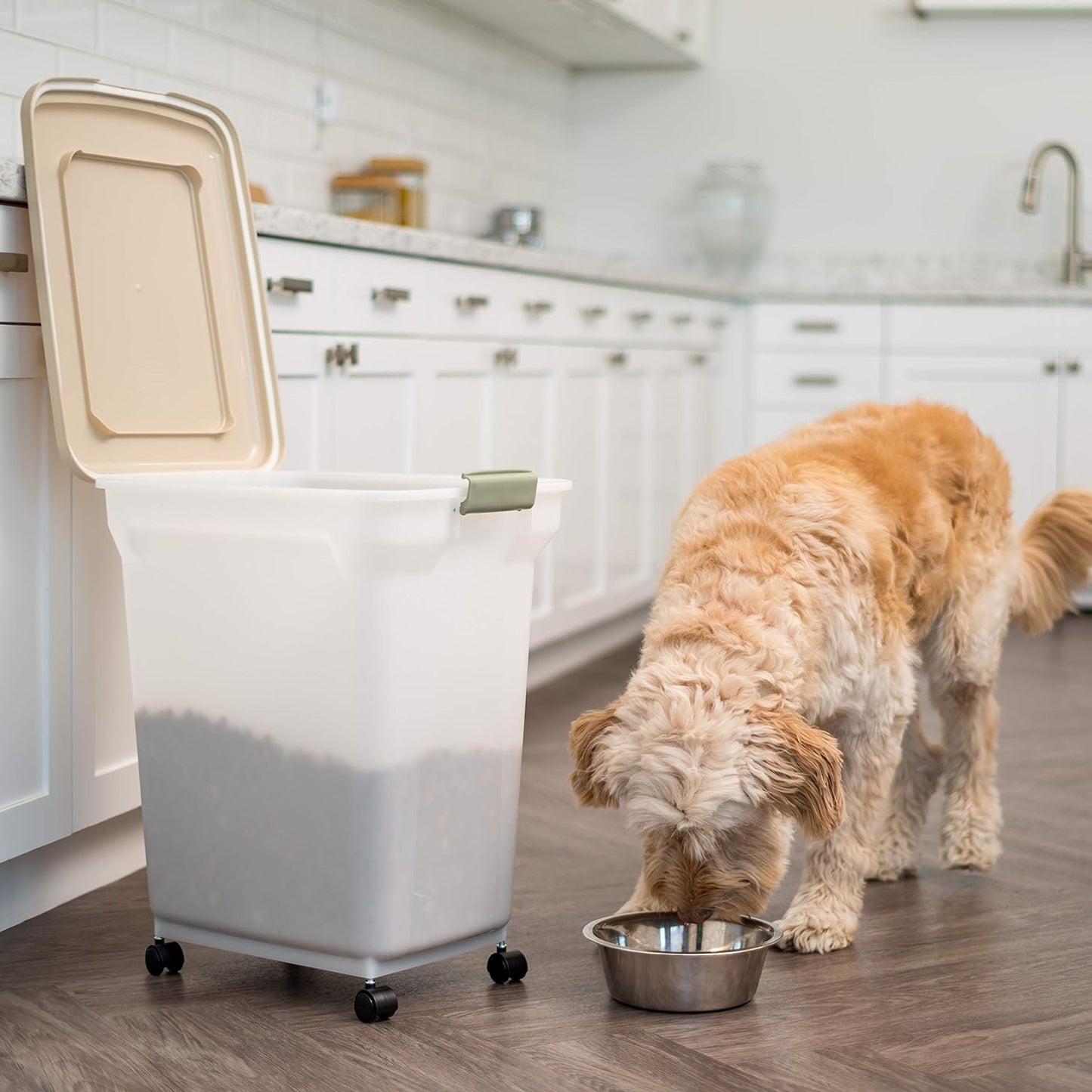 IRIS USA 67 quart Airtight Pet Food Container, Almond (300689)