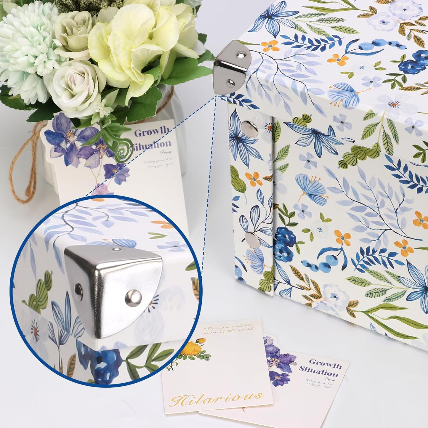 2 Pack Collapsible Greeting Card Storage Box Organizer with 16 Dividers and Sticker Greeting Card Keeper for 6x8 Holiday Birthday Photos Recipes Envelopes