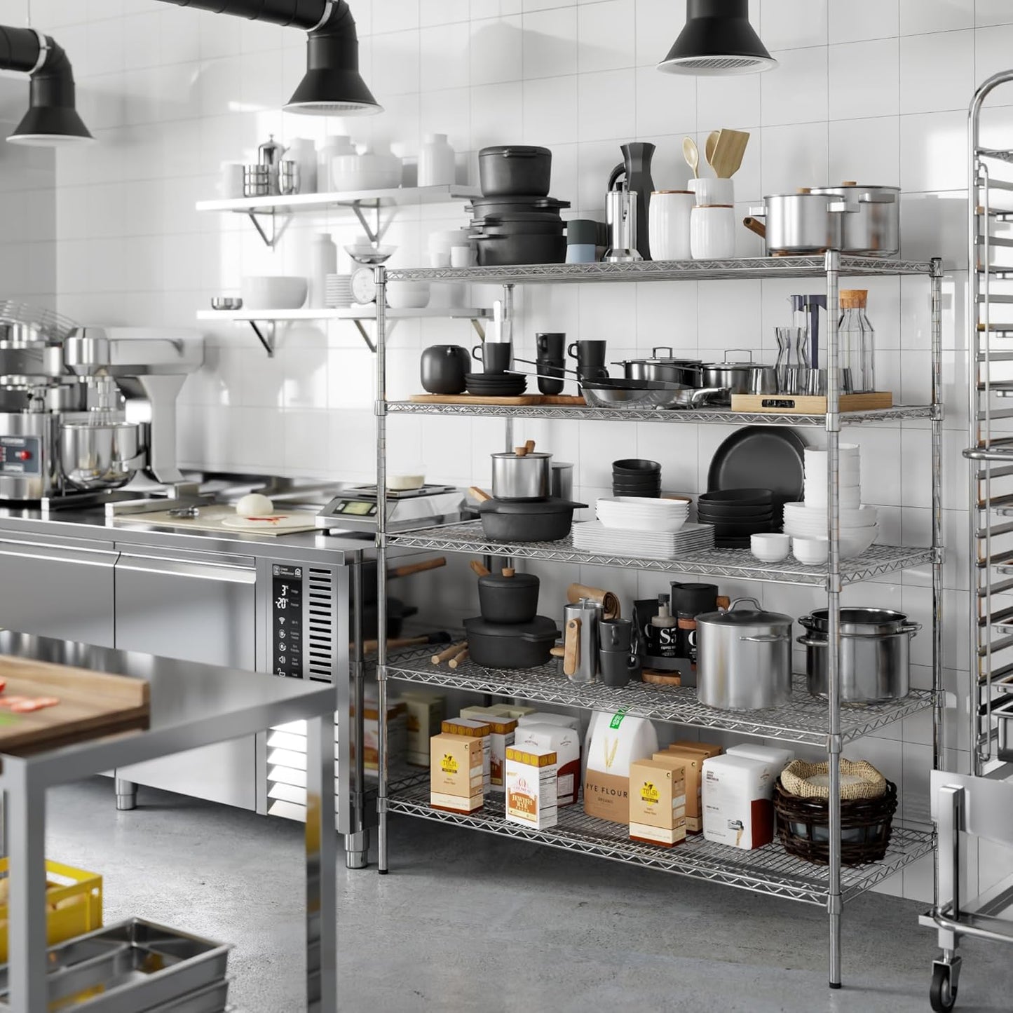 24" Deep x 54" Wide x 64" Height Wire Shelving Kit | 5-Tier | NSF Commercial Storage Rack Unit