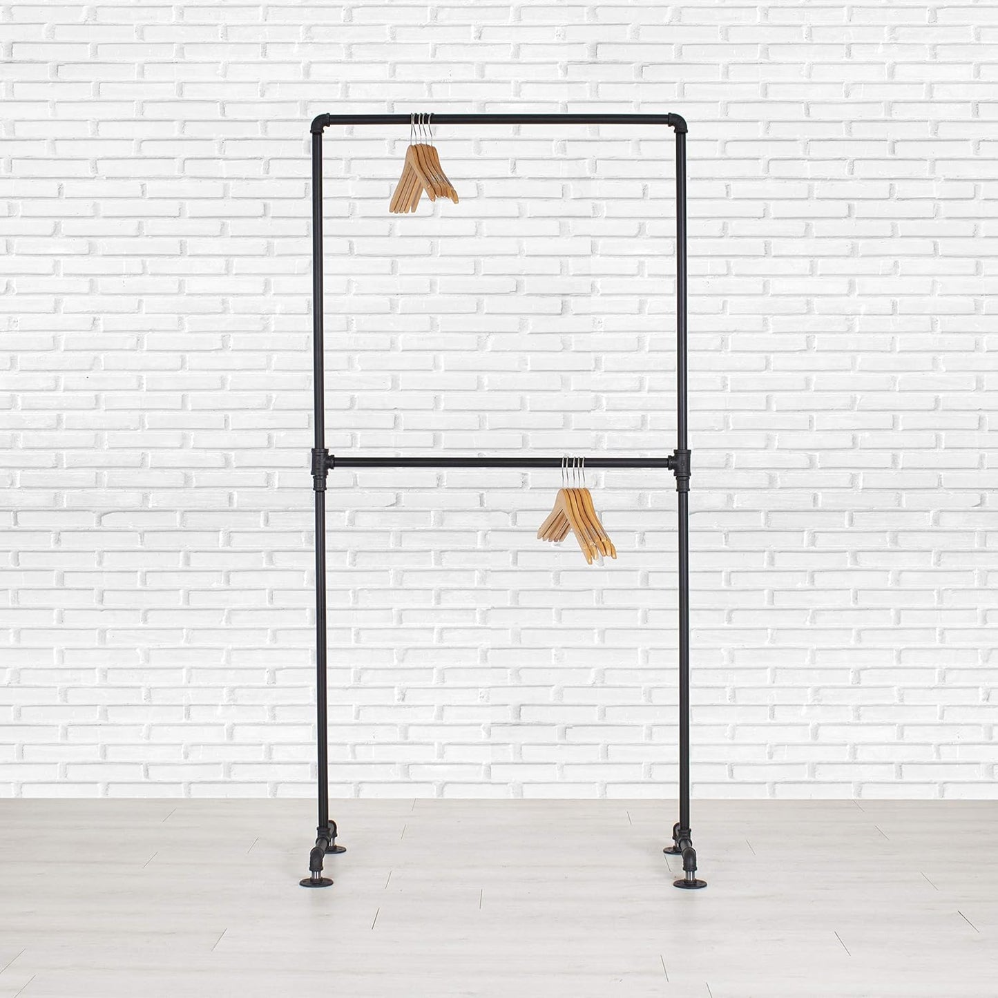 Industrial Pipe Double Rail Clothing Rack by William Robert's Vintage