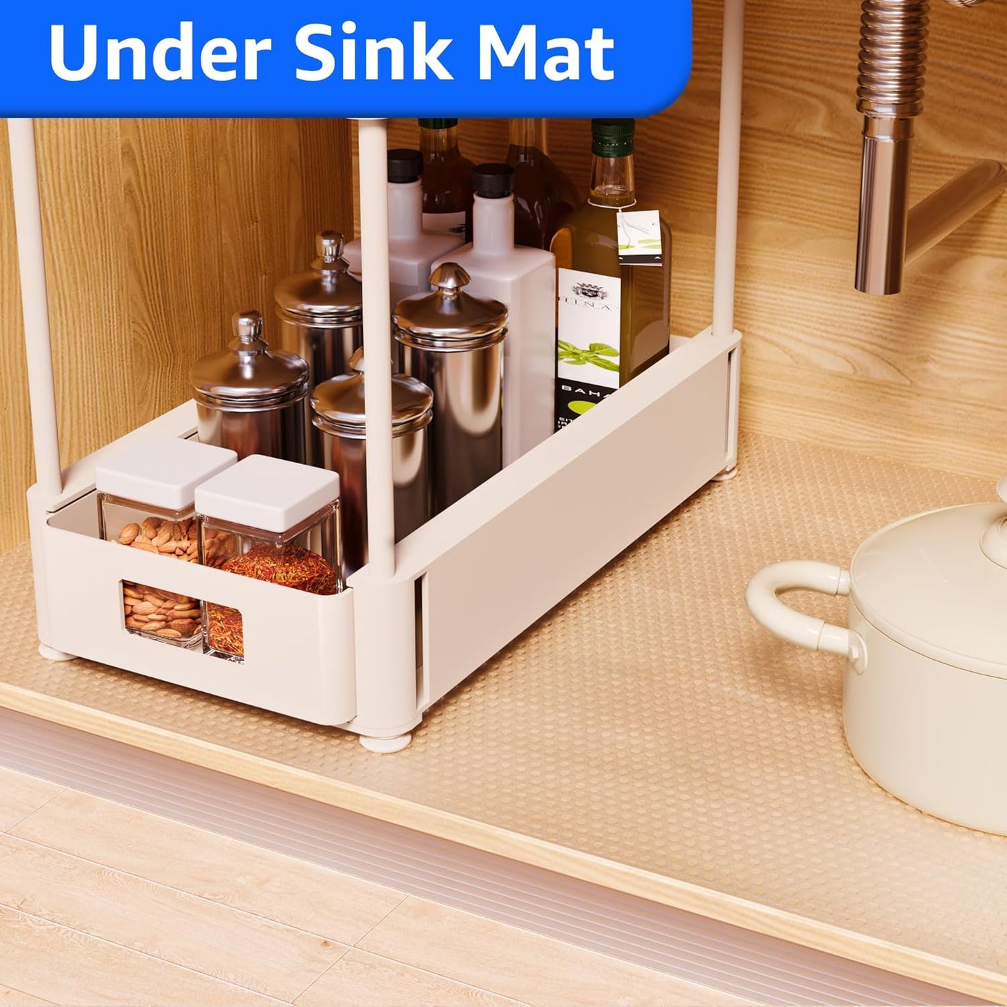 Clear Shelf Liners for Kitchen Cabinets: 23.8" Wide Waterproof Under Sink Mat - 23.8" x 288" Translucent Non-Adhesive Easy to Cut Large Cabinet Drawer Liner