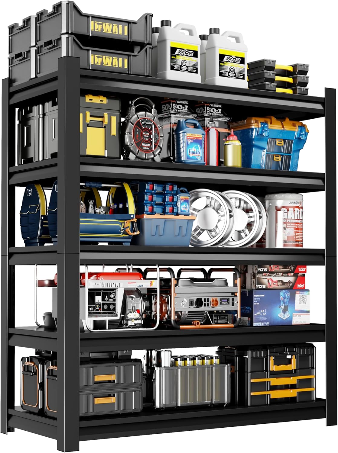 39" W Garage Shelving,5-Tier Heavy Duty Shelving Unit,3000LBS Adjustable Metal Storage Shelves,Storage Rack Units for Industrie,Shed,Warehouse,Basement,Black,39" W x 18" D x 72" H
