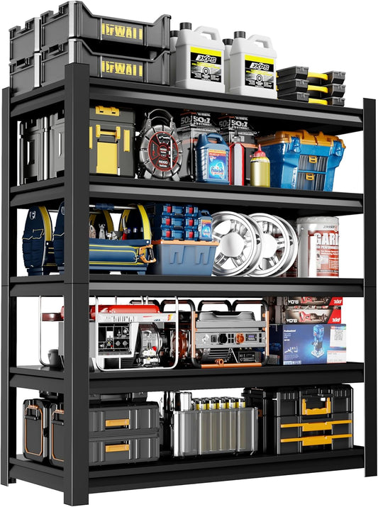39" W Garage Shelving,5-Tier Heavy Duty Shelving Unit,3000LBS Adjustable Metal Storage Shelves,Storage Rack Units for Industrie,Shed,Warehouse,Basement,Black,39" W x 18" D x 72" H