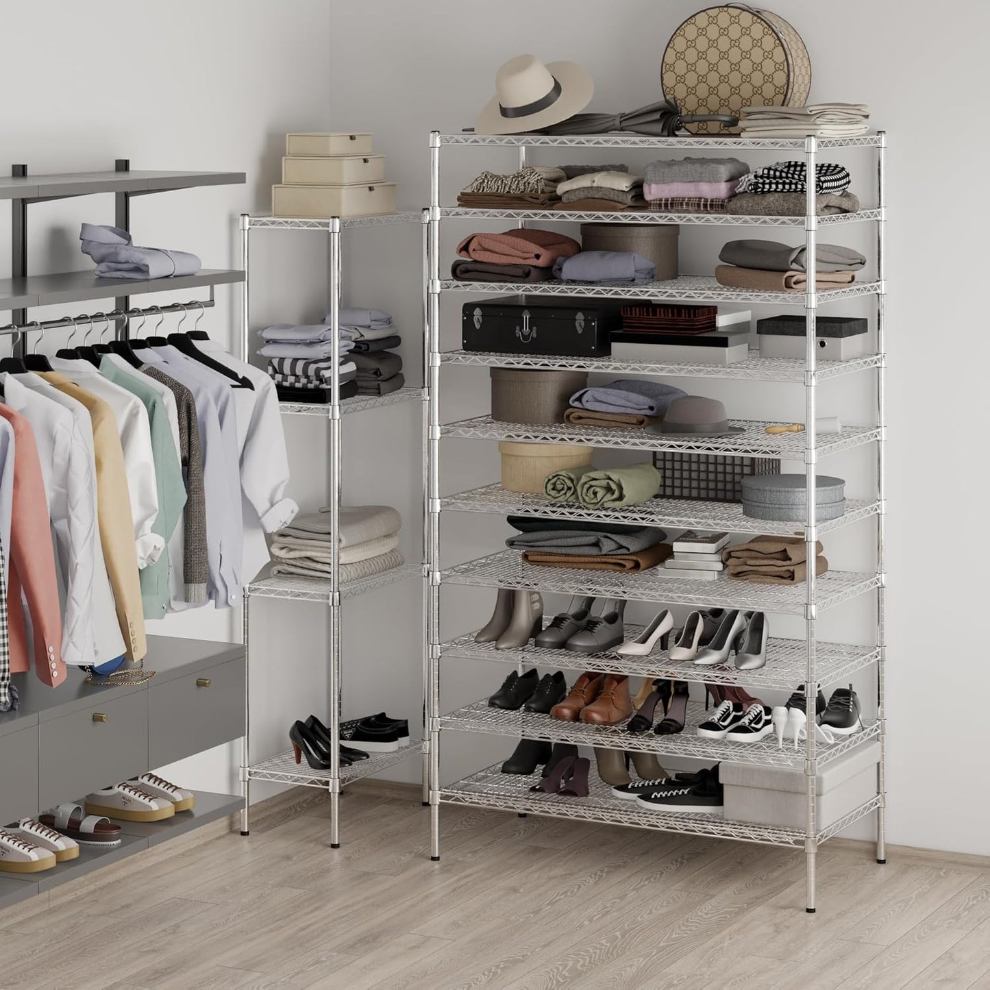 24" Deep x 48" Wide x 86" Height Wire Shelving Kit | 10-Tier | NSF Commercial Storage Rack Unit