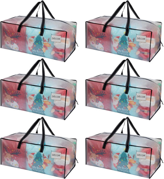 VENO 6 Pack Moving Bags Extra Large Storage Bags for College Move-In, Heavy-Duty Storage Totes, Packing Boxes, and Wardrobe Moving Supplies - Durable Laundry Bags for Clothes (Clear, 6 Pack)