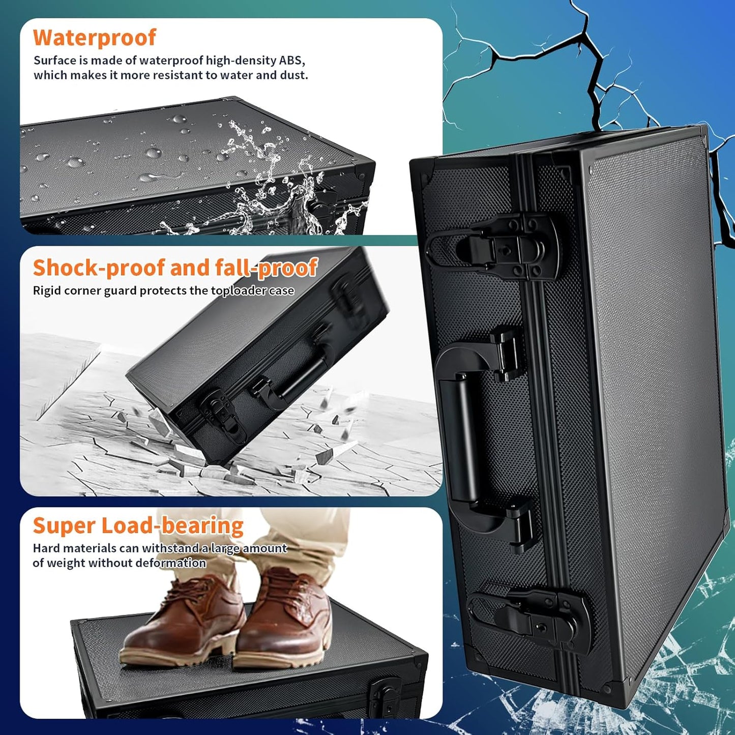 JIFTOK Top Loaders Case for Cards, Portable Toploader Storage Box for 3" x 4" 35pt Rigid Card Holders Fits 600+ Cards, Hard Case Trading Card Storage Box for Sports Card