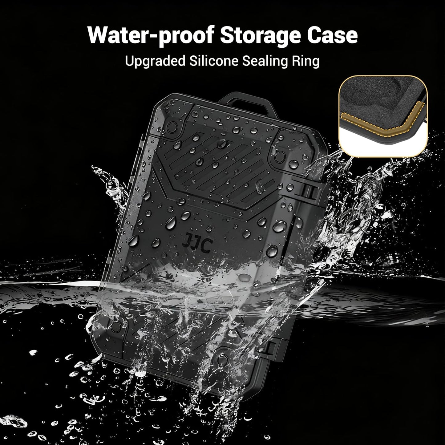 JJC Slim Memory Card Case for 8 SD 12 TF and 2 Nano SIM Cards, IP67 Waterproof Anti-Shock Anti-Dust, Compact Size & Portable SD SDHC SDXC TF Micro SD Card Holder Organizer Storage Box with Carabiner