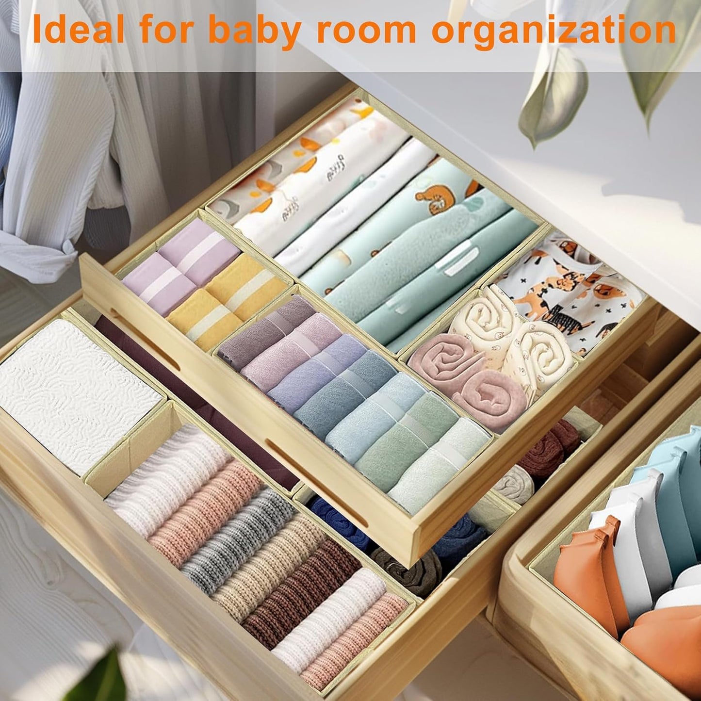 Clothes Organizer, Storage Drawer, 12 Piece Fabric Drawer Organizer Foldable Wardrobe Divider for Clothing, Underwear, Socks, Bra and Scarf, Home Storage Box in Drawers and Closet