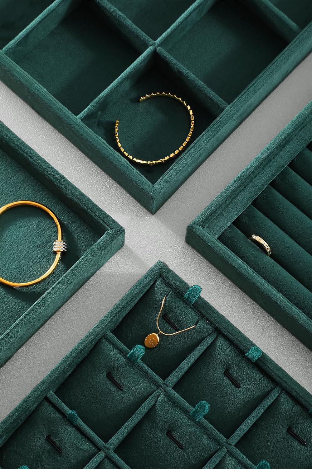 Necklace Storage Tray, Velvet Bracelet Display, Premium Jewelry Organizers,Luxury Bracelet Organizer,Green Necklace Display