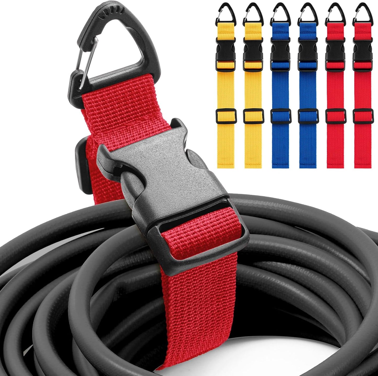6 Pack 17 Inch Adjustable Extension Cord Holder Organizer with Triangle Clips for Garage Organization and Storage Heavy Duty Extension Cord Hanger for Men Workshop (Red & Blue & Yellow)
