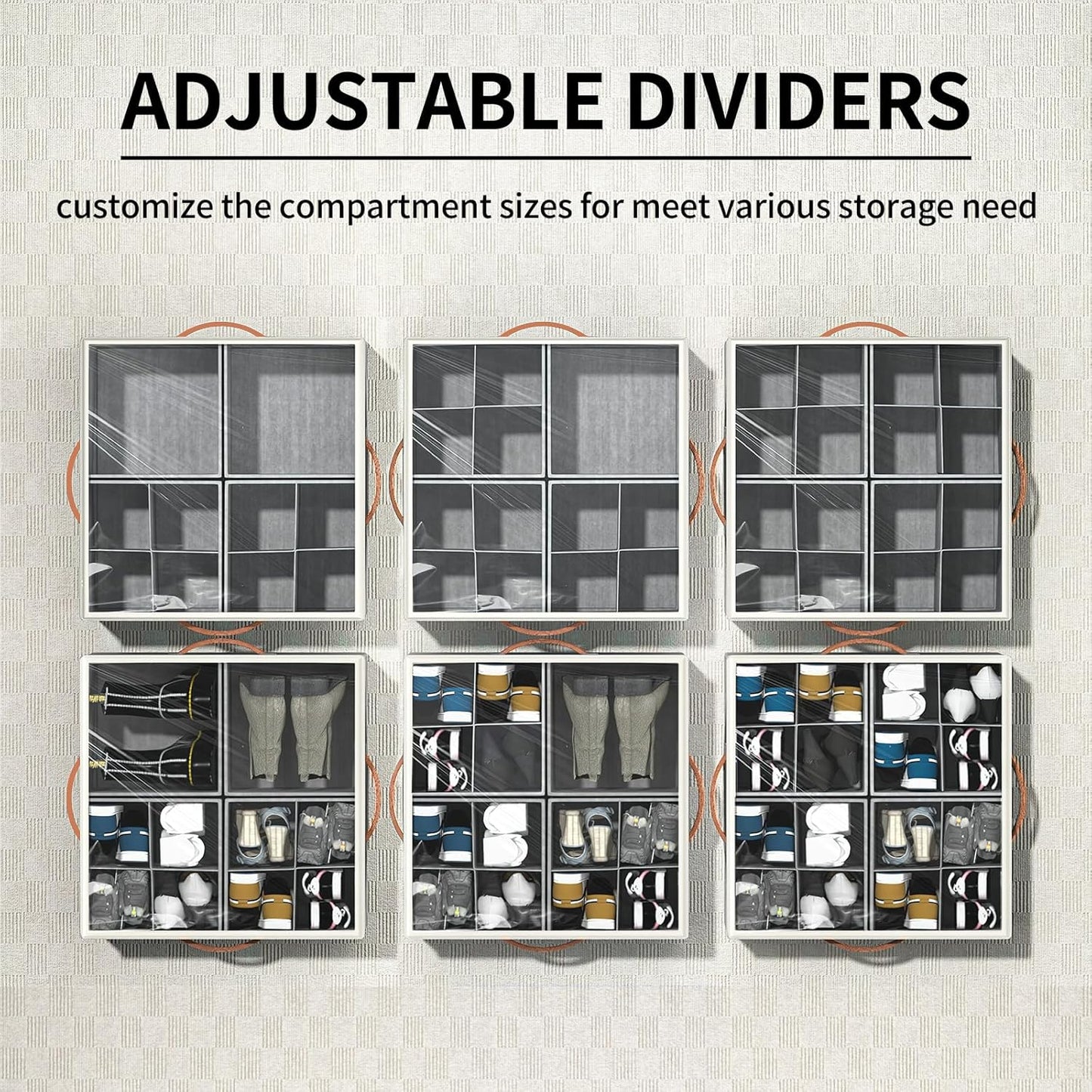Aokeyee Shoe Organizer for Closet,2 Pack Foldable Shoe Storage Organizer Box Bin with Adjustable Dividers and Clear Cover, Fits up to 16-32 Pairs