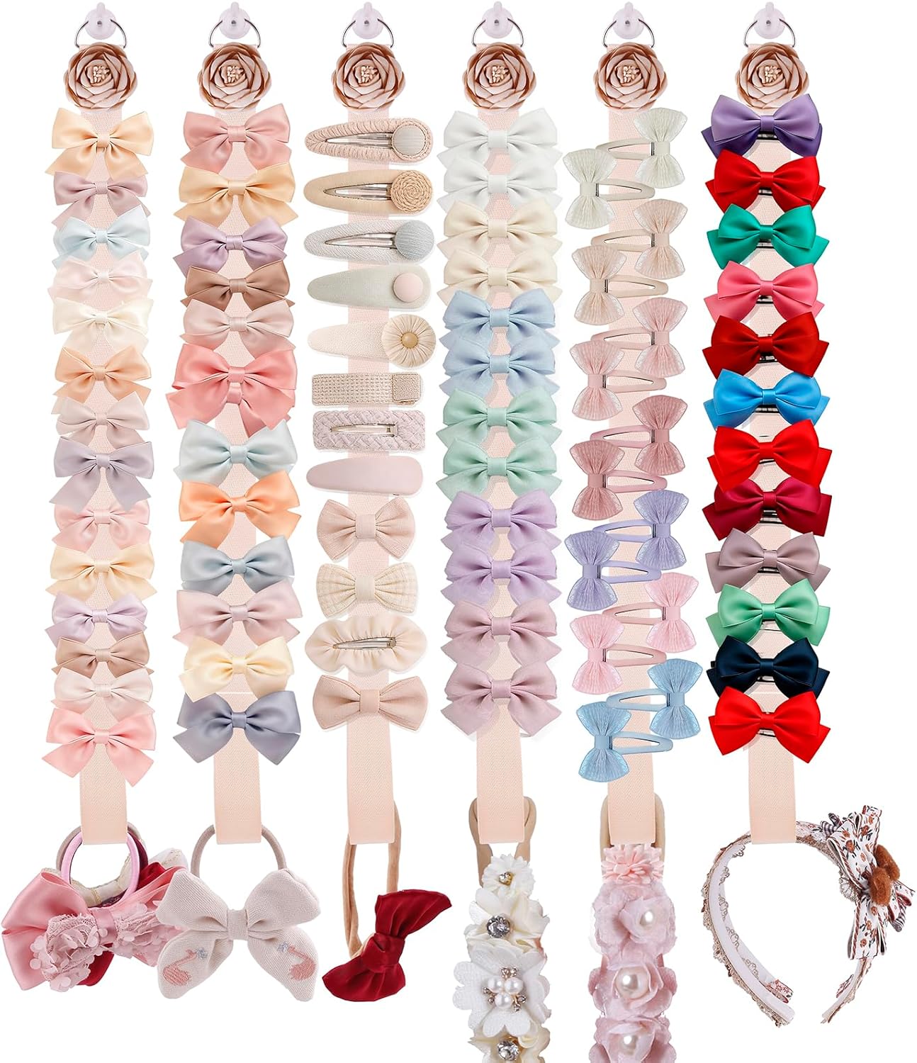 6PCS Bow Holder Hair Bow Organizer,Baby Decorative Hair Accessories Organizer,Flower Hair Clips Storage Bow Holder for Girls Hair Bows,Room Nursery Wall Hanging Decors (hua-6-B) (hua-6-B) (hua-6-M)