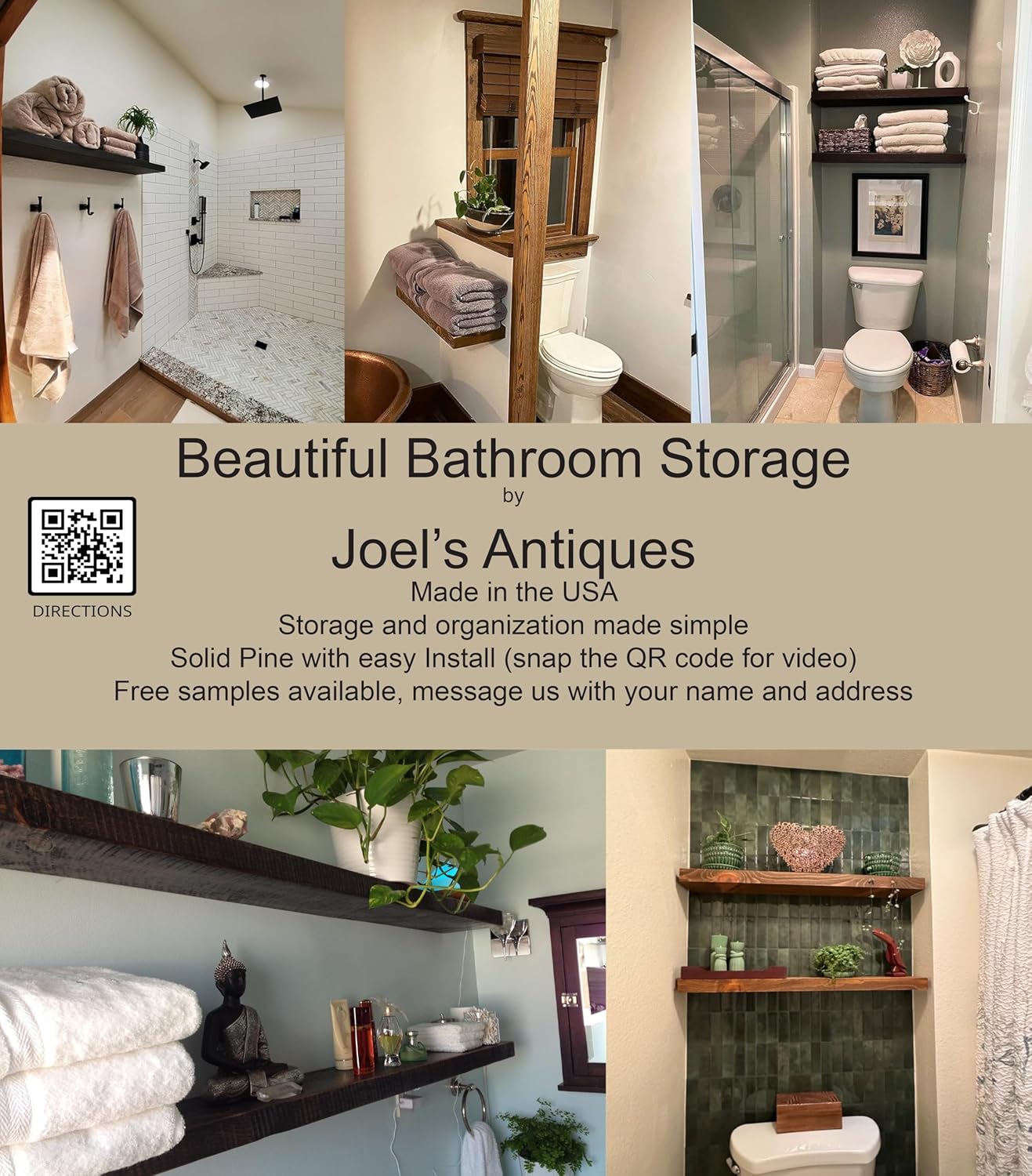 joelsantiques 36 Inch Wooden Floating Shelves for Wall - 36x8x2 in - Made of Natural Wood - Heavy Duty Rustic Wall Shelves for Bedroom - Perfect for Living Room, Kitchen - Grey