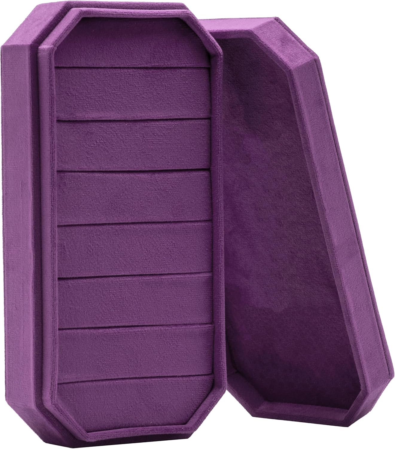 Velvet Ring Organizer Display Tray Jewelry Box Earring Holder Case for Wedding Birthday Christmas Day (Purple)
