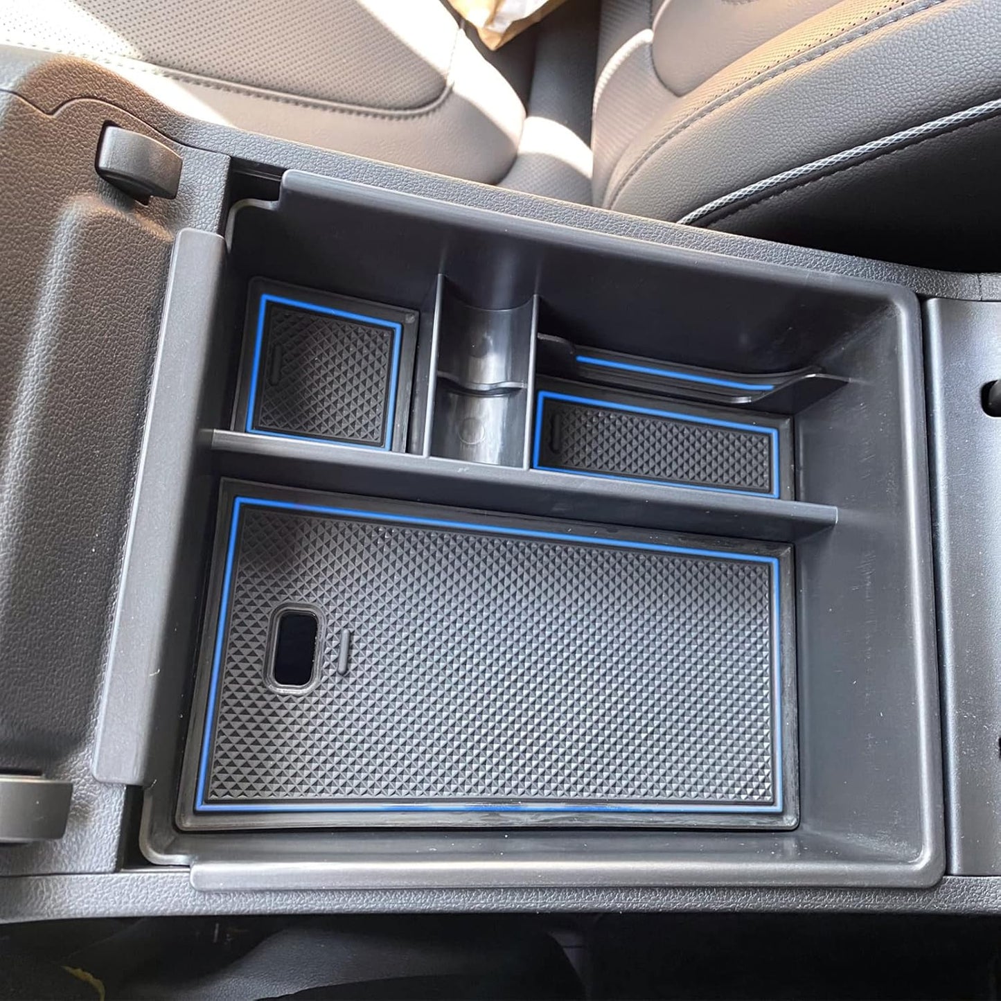 CDEFG Center Console Organizer Tray for 2022 2023 2024 Tucson NX4 Limited Interior Accessories Armrest Insert Secondary Storage Box (Blue)