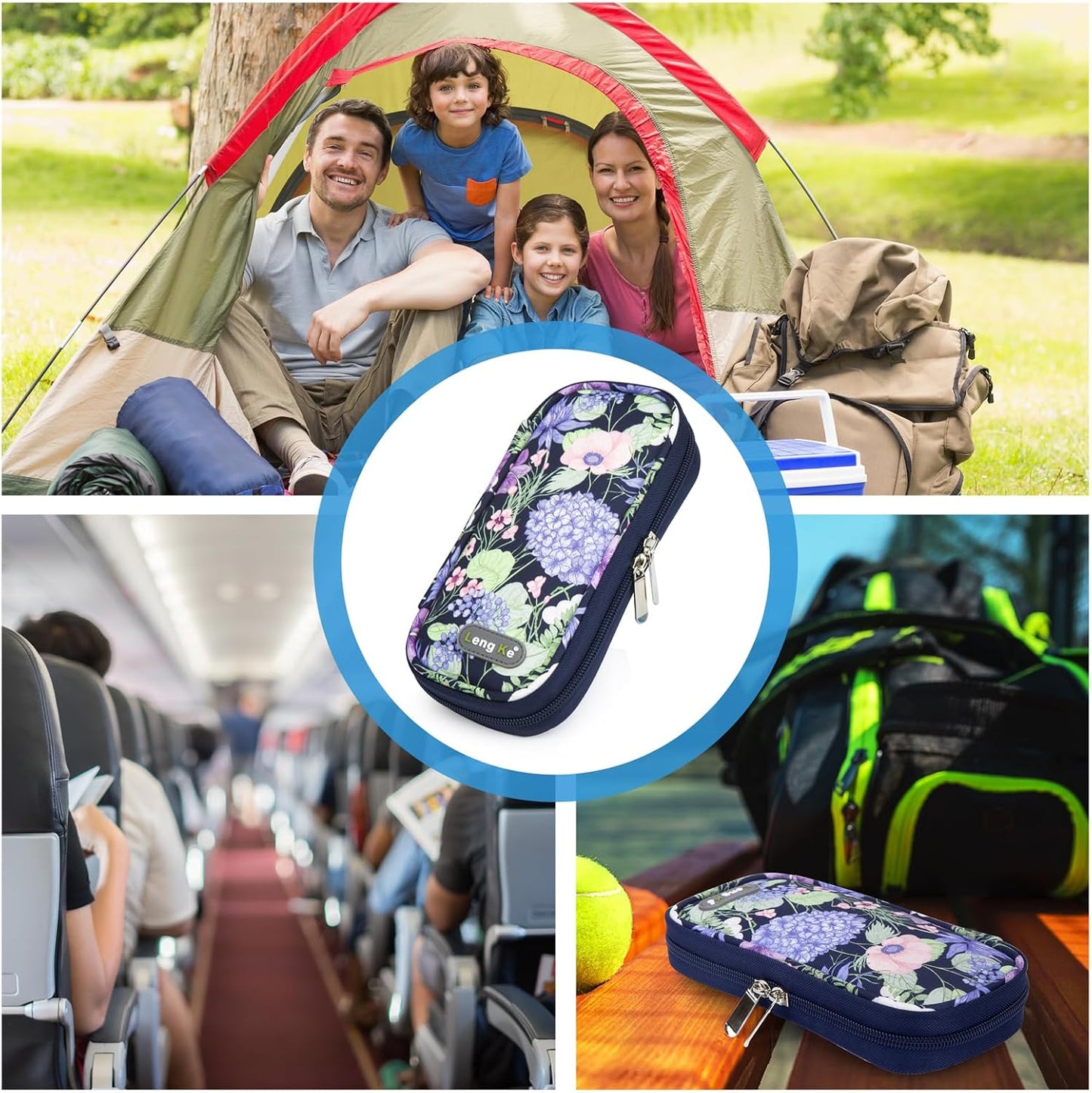 YOUSHARES Insulin Cooler Travel Case - Diabetic Case Insulated Organizer Portable Cooling Bag for Insulin Pen and Medication Diabetic Care Supplies with 2 TSA Approved Ice Pack