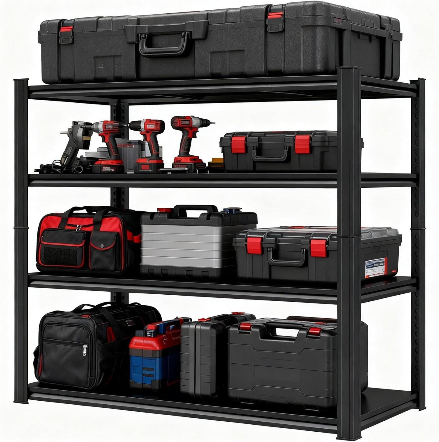 Garage Storage Shelves,5 Tier Shelving Unit, 40 inch Wide, 18” Deep, 78” Tall Organizer Metal Shelf for Basement/Laundry/Pantry Heavy Duty, Adjustable,Easy to Install (4Tier-45.3"WX15.7"DX54.3"H)