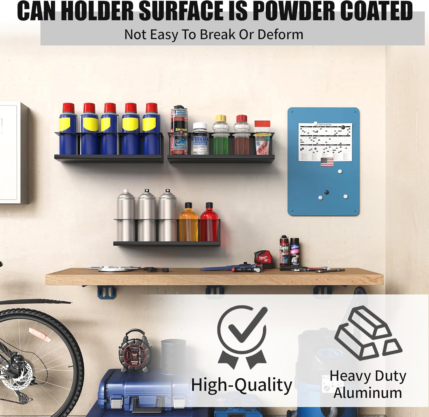 2 Pack Wall-Mounted Aerosol Spray Can Holder Storage Rack, Heavy-Duty Paint Bottle Organizer With 10 Holes, Black Spray Steel Rack for Garage, Shop, Home or Tool Trailer